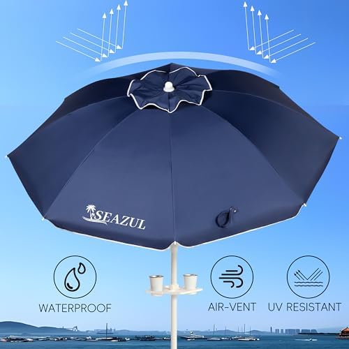 Seazul 6.5ft Sun Shade Umbrella, Portable Umbrella with Stand for Sports - Image 4