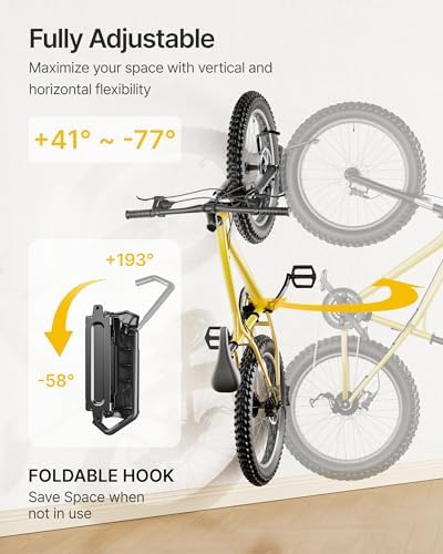 monTEK Swivel Bike Wall Mount for Fat Tire, Up to 4.5" Tire Width, 2 Pack - Image 3