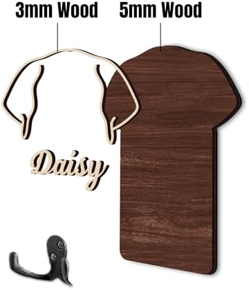 Personalized Dog Leash Holder, Custom Dog Ear Harness Wall Hanger Organizer with Name, Decorative Hooks for Leashes, Keys, Collars, Leash Rack Wall Mount for Entryway, Hallway, Gift for Pet Lovers - Image 4