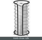 mDesign Metal Toilet Paper Holder Stand - Storage Reserve for 3 Rolls of Toilet Tissue - Freestanding Toilet Paper Holder - Stylish Bathroom Floor Toilet Paper Stand - Omni Collection - Matte Black - Image 5