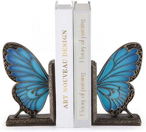 Epakh 2 Pcs Blue Butterfly Book Ends Decorative Bookends by Epakh