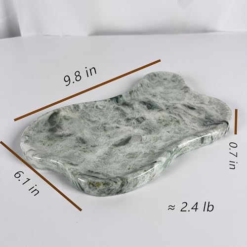 WneFu Choiziic Natural Decorative Tray, Cloud Shape, 9.8x6.1x0.62 Inches, Modern Style, Polished Finish, Bathroom Kitchen Counter Vanity Organizer with Anti-Slip Mad (Green-Marble-P) - Image 5