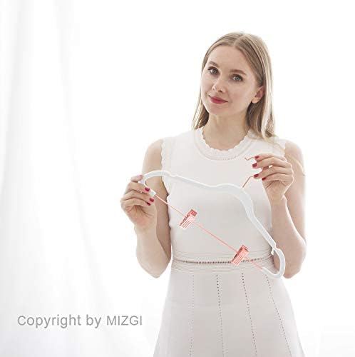 MIZGI Premium Velvet Pants Hangers with Clips (Pack of 20) Slim Skirt Hangers- Non Slip Felt Outfit Dress Hangers White - Copper/Rose Gold Hooks,Space Saving Shirt Clothes Hangers - Image 6
