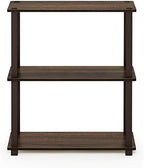 Furinno TURN-S-TUBE Storage Shelves, 3-Tier Book Shelf, Corner Shelf, Toolless Open Shelves, for Organization and Storage, Living Room, Garage, Home Office, Walnut - Image 6