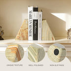 Koville Onyx Bookends, Marble Bookends for Shelves, Natural Stone Book Ends for Heavy Books, Decorative Bookends for Bookshelf Table Home Decor, Heavy Duty bookend for Large Books(Green) - Image 6