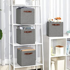 Temary 11 Inch Cube Storage Bins 4PCs Fabric Storage Cubes Storage Baskets Organizer with Handles, Foldable Baskets for Organizing Clothes, Toys, Towels (Grey, 11x11x11) - Image 5