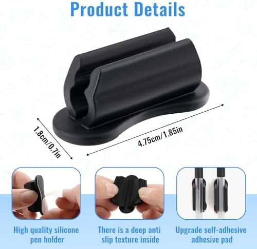 VZZNN Adhesive Pencil Holders for Desk,80 PCS Silicone Pencil Holder for Desk,Marker Holder,Adhesive Pen Holder for Classroom Clipboard Attachment,for School Office Accessories,Teacher - Image 6