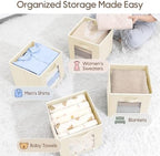 Homsorout Storage Baskets for Organizing - 6 Pack Cube Storge Bins, Foldable Storage Bins with Handle, Closet Organizers and Storage Baskets for Toys, Clothes, Beige - Image 5
