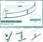 Crowye 2 Pcs Corner Shower Shelf 2-tier Glass Corner Shelf Stainless Steel Wall Mounted Bathroom Organizer for Storing Shower Gel Shampoo Brush, 9.25 Inches (Silver) - Image 2