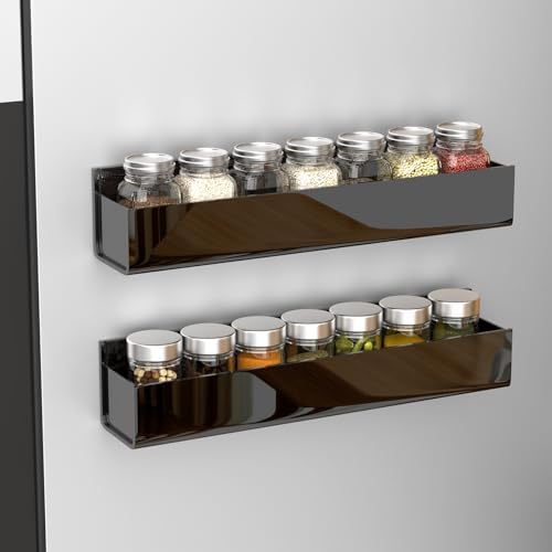 PMMASTO 4-Pack Black Acrylic Spice Rack Organizers for Cabinet Doors - Image 2