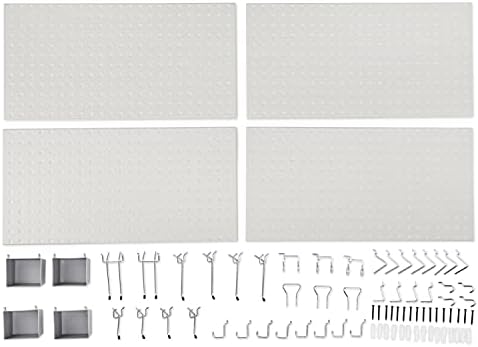 Amazon Basics Rectangular Metal Pegboard Wall Organizer, Tool Storage Organization System, Rust and Scratch Resistant, 48-Piece Kit, Gray - Image 7
