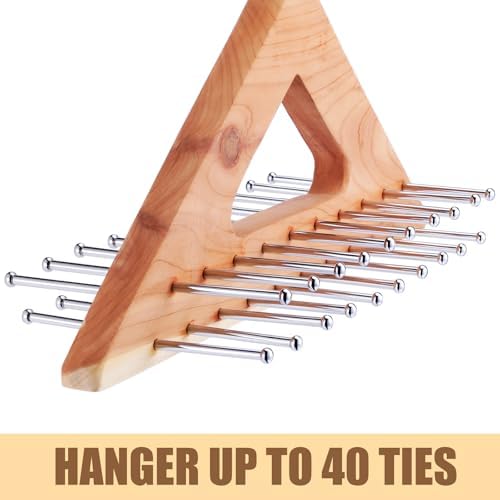 Leinuosen 2 Pack Cedar Tie Organizer Wooden Neck Tie Hook Organizer Storage up to 40 Ties Convenient Storage for Neckties, Belts, Hats - Image 3