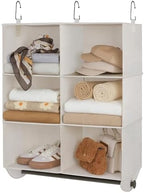 StorageWorks Hanging Closet Organizer with Rod, 6 Sections, 3 Tiers, White by StorageWorks