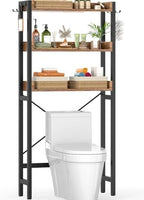 Ecoprsio Over-The-Toilet Storage Rack, 3-Tier Bathroom Organizer Shelf Over Toilet, Freestanding Space Saver Toilet Stands with 4 Hooks, Rustic Brown by Ecoprsio