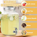 2 Gallon Glass Drink Dispensers For Parties，Lemonade Beverage Dispenser With Stand And Spigot For BBQ, Picnic, Party,Laundry Detergent Dispenser - Image 6