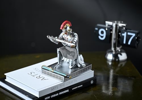 Roman Praetorian Prefect Warrior Knight Pen Holder Desk Ornament Silver - Image 5
