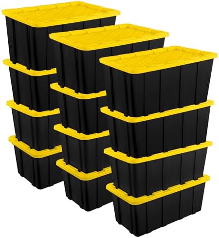 Sterilite Industrial Storage Tote with Lids for Garage, 38 Gallon, 12-Pack by Sterilite