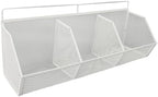3 Grid Wall Mount Storage Basket Wall Mounted Wire Mesh Organizer Mounted Storage Bin No Drill Strong Adhesive Holds 11 lbs Each Basket for Kitchen Bathroom Laundry Room (White) - Image 2