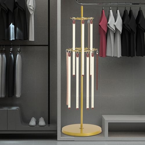 2-Tier Floor Standing Belt Display Rack w/ 31 Hooks & 66.1In Height - Image 3