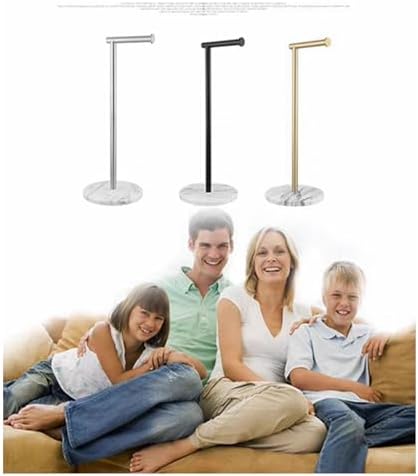 Toilet Paper Holder Stand with Weighted Natural Marble Base, Bathroom Free Standing Toilet Paper Roll Holder with Reserve, Standing Toilet Tissue Holder with Storage (Black, Basic Model) - Image 7