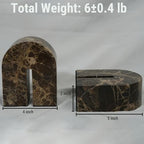 Natural Marble Bookends for Shelves,Unique Brown Arched Book Ends, Office bookends for Heavy Books, Set of 2,Heavy Duty (Brown) - Image 2