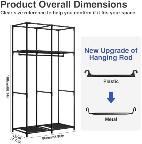 SORCEDAS Portable Closet Wardrobe with Hanging Rods Shelves Clothes Storage - Image 3