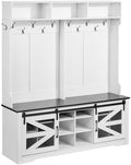 VEVOR Hall Tree Entryway Bench, LED Coat Rack with Shoe Storage, 59" Wide Mudroom Bench with Storage and Seating, Adjustable Shelves and 12 Hanging Hooks, for Mudroom, Entryway, Hallway by VEVOR