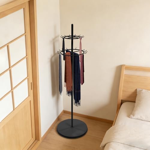Floor Standing Belt Display, 66.2in Metal Retail Tie Rack Hanger Organizer, Scarf Stand Shawls Purse Shelf for Bedroom Clothing Store Business (Black) - Image 7