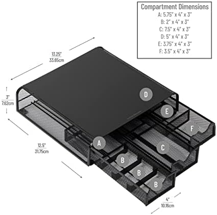 Mind Reader Monitor Stand, Ventilated Laptop Riser, Desktop Organizer, Storage, Metal Mesh, 13.25"L x 12.5"W x 3"H, Black - Image 3