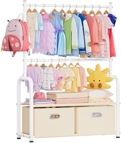 Kids Clothing Rack 2 Tier Baby Closet Toddler Dress up Racks by ZHKINGGS