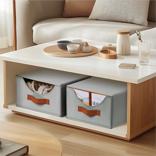Homsorout Stackable Storage Drawers - Collapsible Storage Bins with Drawers, 8 Pack Closet Shelf Organizer Basket, Fabric Pull Out Organizer for Bedroom, Living Room, Dorm, Grey - Image 2