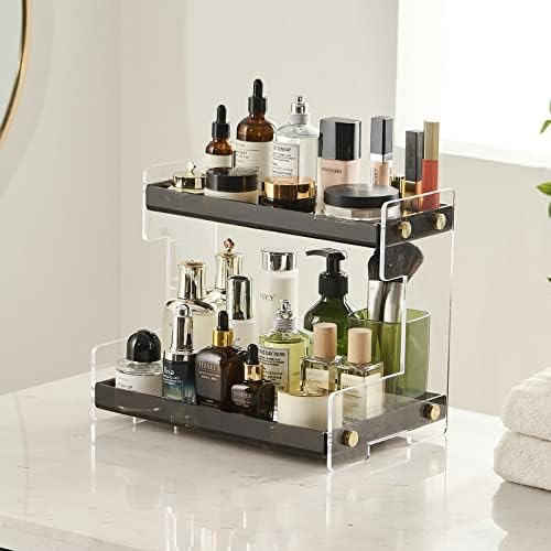 FFK Bathroom Organizer Countertop,2 Tier Bathroom Counter Organizer Kitchen Spice Rack Cosmetic Organizer,Countertop Storage Shelf for Bathroom, Kitchen, Living Room, Bedroom, Dressing Table by FFK