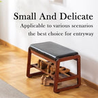 latifolia Solid Wood Bench, Entryway Shoe Bench with Cushion, 2 Tier Shoe Storage Organizer for Hallway, Living Room(Black,21.65''L) - Image 4