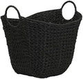 Household Essentials Handwoven Paper Rope Storage Basket with Metal Frame and Handles, Black by HouseholdEssentials
