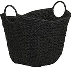 Household Essentials Handwoven Paper Rope Storage Basket with Metal Frame and Handles, Black by HouseholdEssentials
