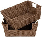 StorageWorks Pantry Baskets for Shelves, Wicker Baskets, Brown Paper Rope by StorageWorks