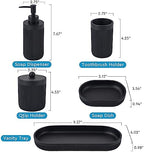 Bathroom Accessory Set 5Pcs-Lotion Soap Dispenser,Toothbrush Holder,Qtip Holder Dispenser,Vanity Tray and Soap Dish-Modern Bathroom Decor Vanity Countertop Organizer,Matte Black - Image 6