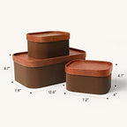 LA JOLIE MUSE Decorative Storage Boxes with Lids Faux Leather, Brown 3 Pack - Image 5