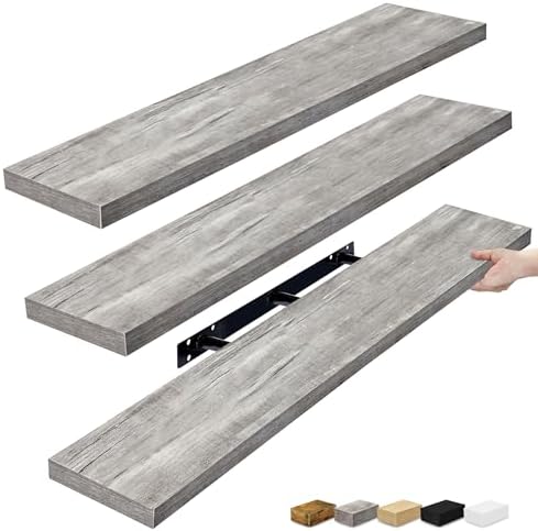 Sorbus Floating Shelves for Wall Storage (48 Inch, 3 Pack, Gray) by Sorbus