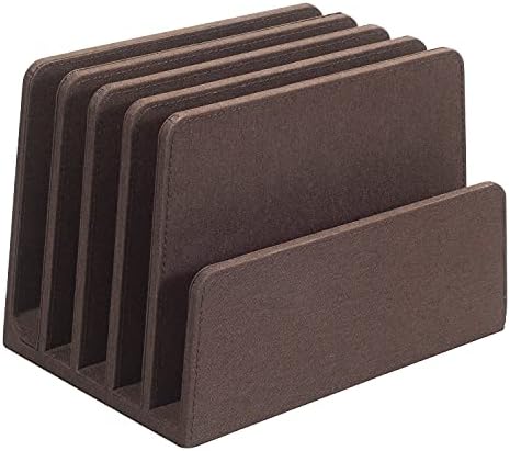 MobileVision Executive Dark Brown Desktop File Folder Organizer and Paper Tray, 5 Slot Dividers - Image 4