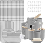 Bathroom Decor and Accessories Set of 10, Striped Grey by Tayney