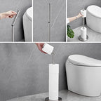 Foldable Toilet Paper Dispenser SUS304 Stainless Steel Free Standing Toilet Paper Holder Stand Modern Floor Bathroom Storage Freestanding 4 Rolls of Toilet Tissue Stand (Brushed Nickel Finish) - Image 4