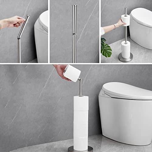 Foldable Toilet Paper Dispenser SUS304 Stainless Steel Free Standing Toilet Paper Holder Stand Modern Floor Bathroom Storage Freestanding 4 Rolls of Toilet Tissue Stand (Brushed Nickel Finish) - Image 4