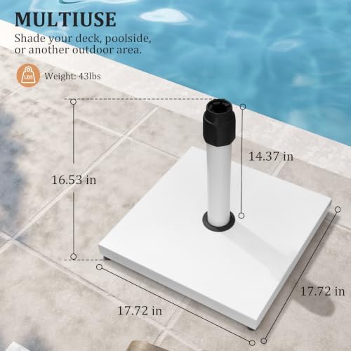 45lbs Patio Umbrella Base, Heavy Duty Stand Outdoor, White - Image 4