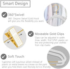 MIZGI Premium Velvet Pants Hangers with Adjustable Clips (Pack of 20) Slim Skirt Hangers- Non Slip Felt Outfit Dress Hangers White - Gold Hooks,Space Saving Shirt Clothes Hangers - Image 3