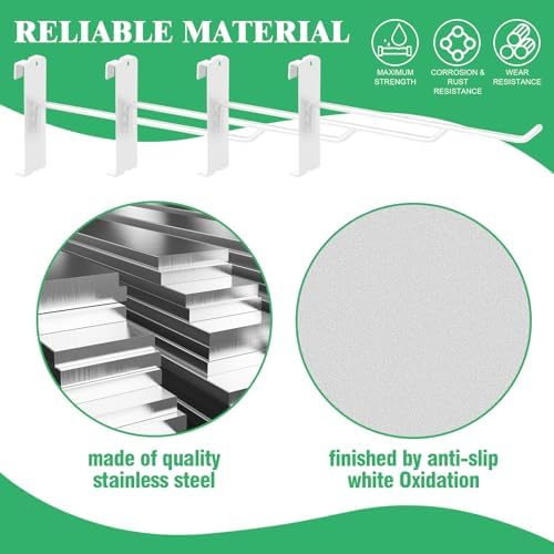 40Pcs 8" Gridwall Display Hooks Assortment Set, White Metal Grid Wall Panel Hanging Display Hook for Garage Shop Retail Storage, Wire Diameter 5mm/ 0.2” - Image 3