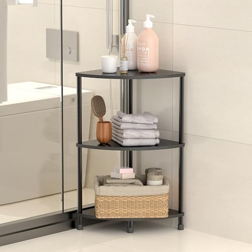 3 Tier Corner Book Shelf Stand for Bathroom, 23.2", Black - Image 5
