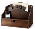 Rebee Vision Acacia Wood Mail Organizer for Desk Room Decor, Dark Brown by REBEEVISION