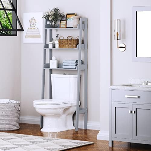 UTEX Over The Toilet Storage Shelf, 3-Tier Bathroom Shelf Rack, Gray - Image 2