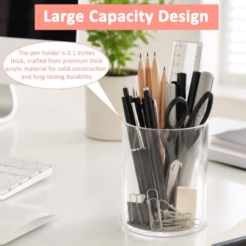 Mototo 12PCS Clear Acrylic Pen Holder Pencil Cup Office Desk Organizer Case - Image 6